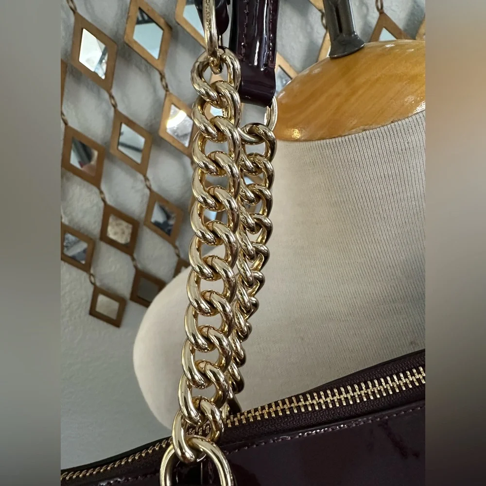 Coach Patent Leather Burgundy Tote - Picture 4 of 9